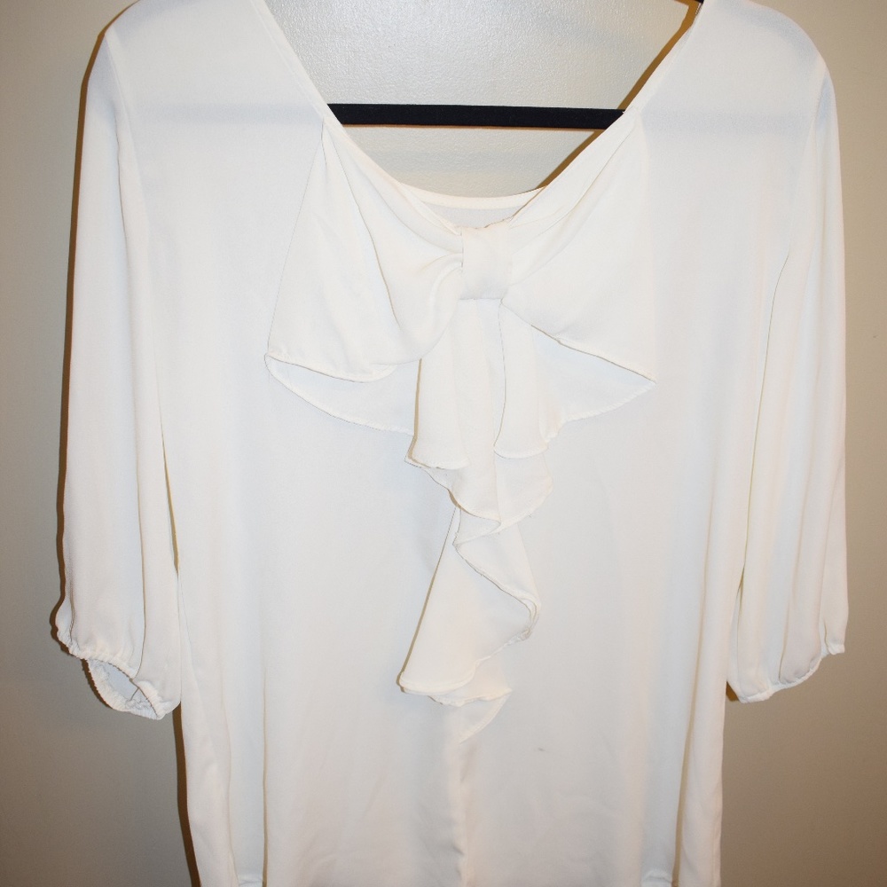 Soulmates White Bow Back Top- Size M